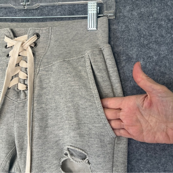 NSF Maddox Lace Front Sweatpants Distressed Destroyed Grey Size Extra Small - Picture 4 of 12